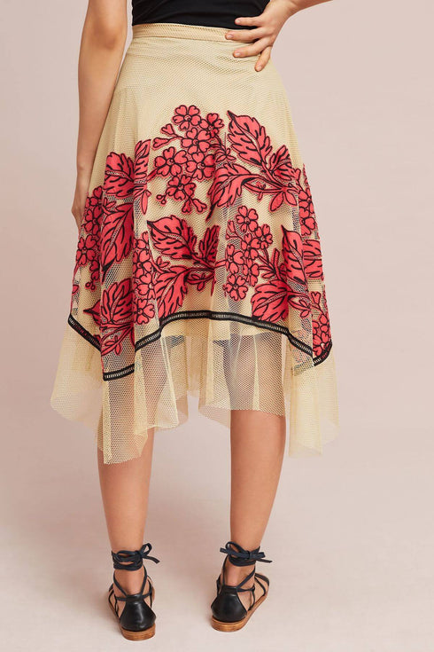 Dorset Skirt - Floral Netted Skirt - Red/Blue